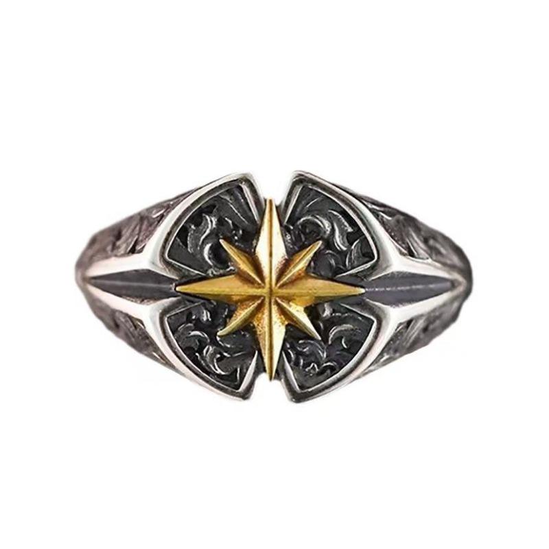 

Vintage Old Virgin Ring Men S Inlaid Black Stone Live Men S Personality Hip Hop Trendpunk Ring