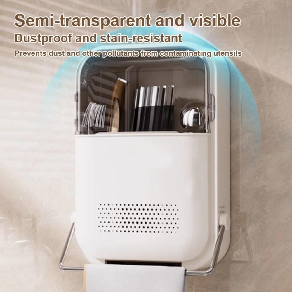 With Lid Flip Top Chopstick Storage No Punching Kitchen Wall Mounted Storage Box  Space Saving