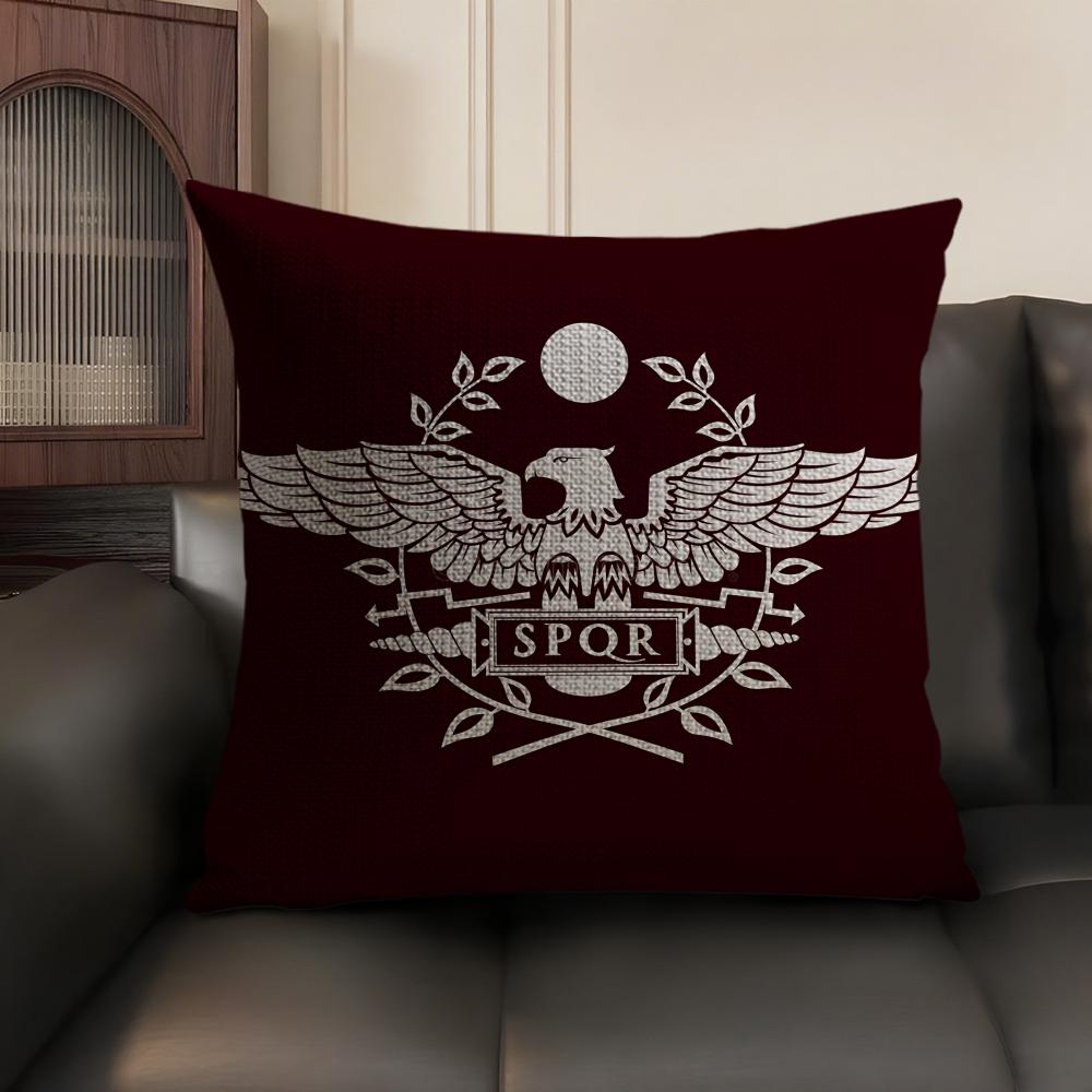 Gold Imperial Eagle Rome Spqr Cushion Cover Natural Linen Organic Fabric Double-Sided Printing Sofa Home Decor Gift Pillow Case
