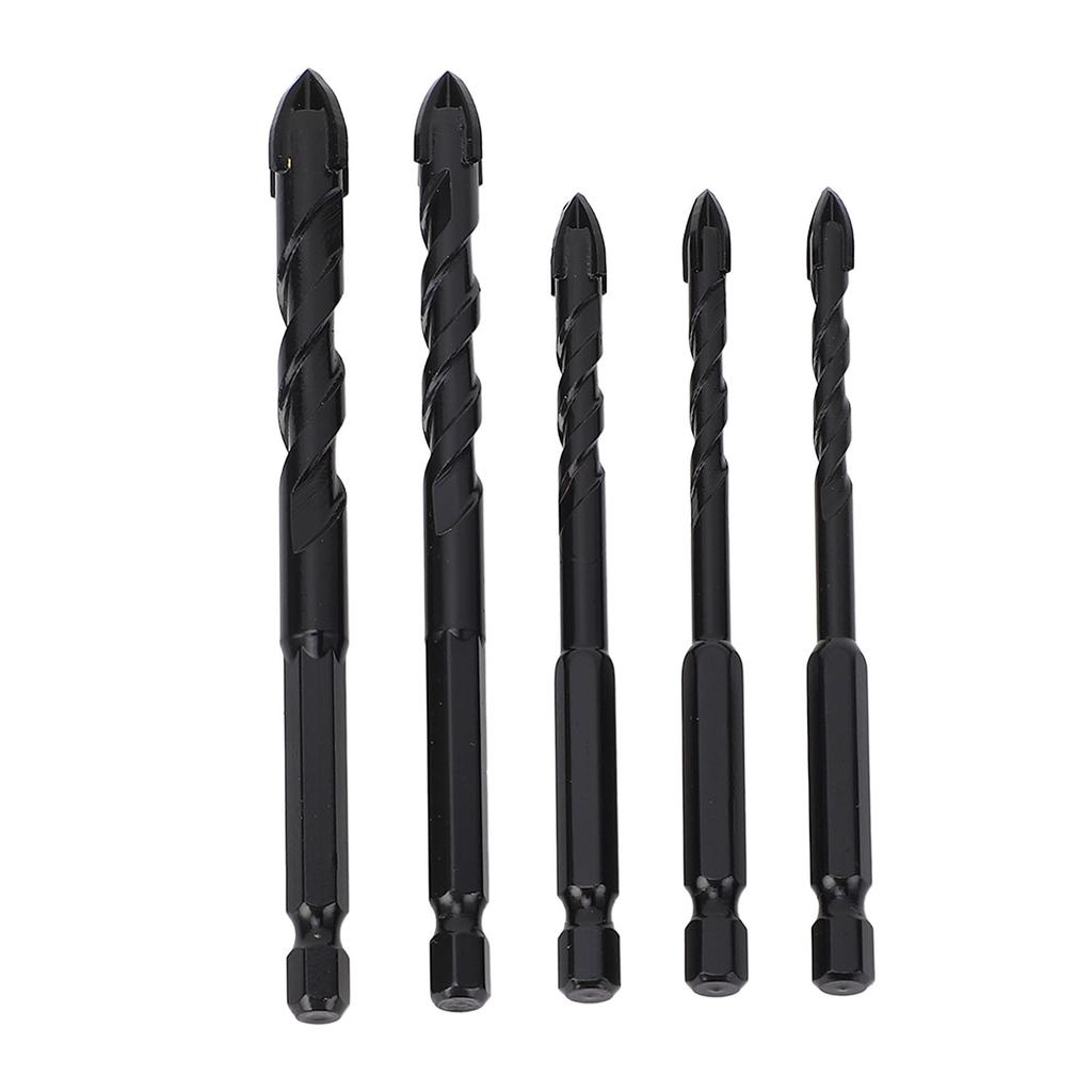 5PCS Set Masonry Drill Bits Cemented Carbide 1/4 Inch Hex Shank Professional Concrete Drill Bits Type 1/2
