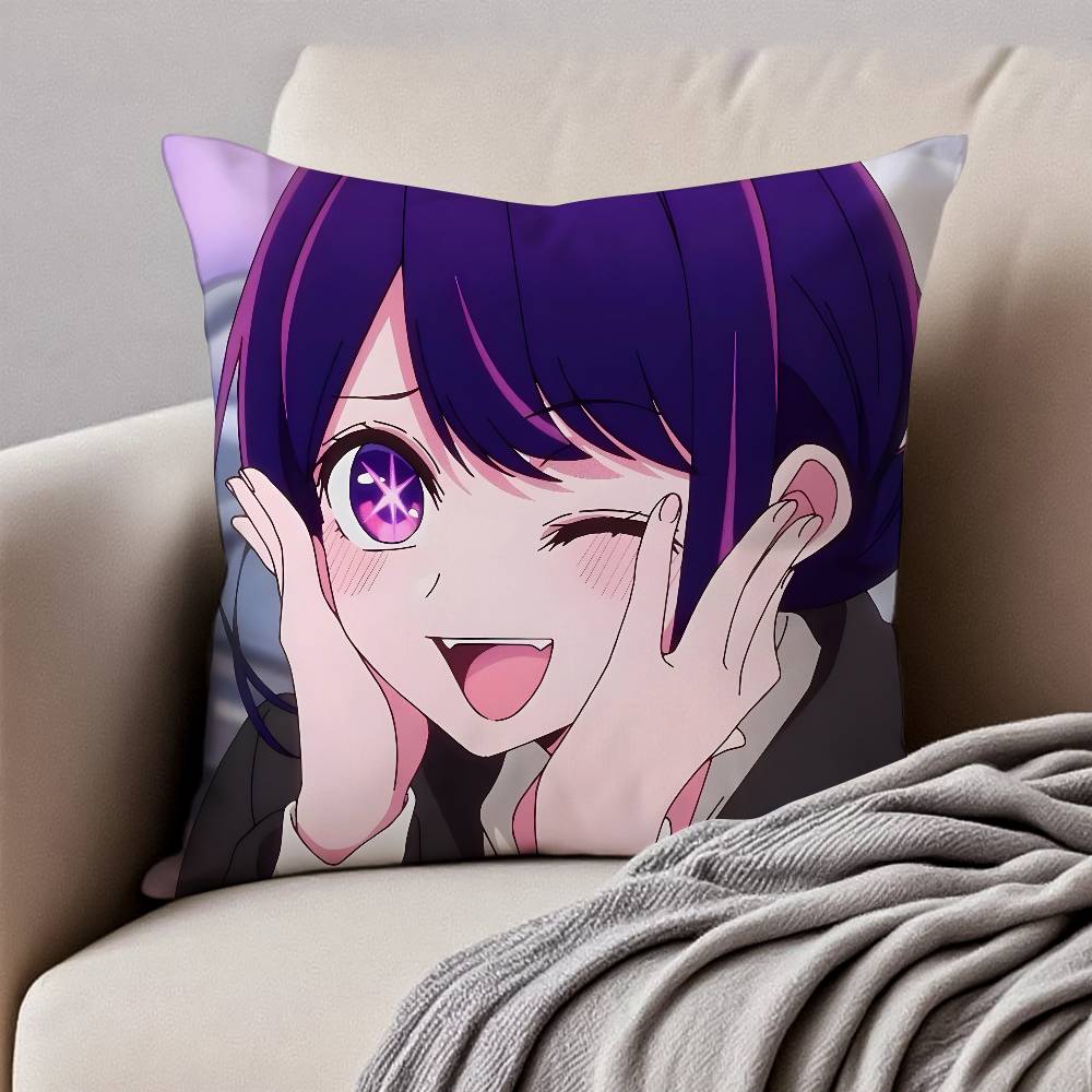 

Oshi no Ko Hoshino Ai Pillow Case Anti-dustmite Pillowcase Invisible Zipper Silky Short Plush Sofa Cushion Cover 12x12Inch
