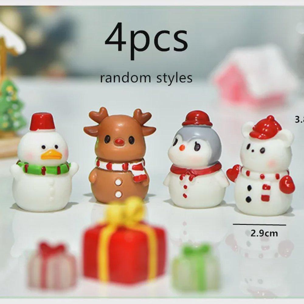 8pcs Miniature Christmas Figurine Set Christmas Decoration Fairy Snowman Santa Claus Miniature Figurines Xmas Gifts DIY Home Decor