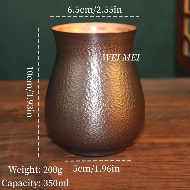 Handcrafted Pure Copper Vintage Coffee Mug,Home 350ml Tea Cup,Outdoor Camping Engraving Hammer Texture Cold Drink Cup Drinkware