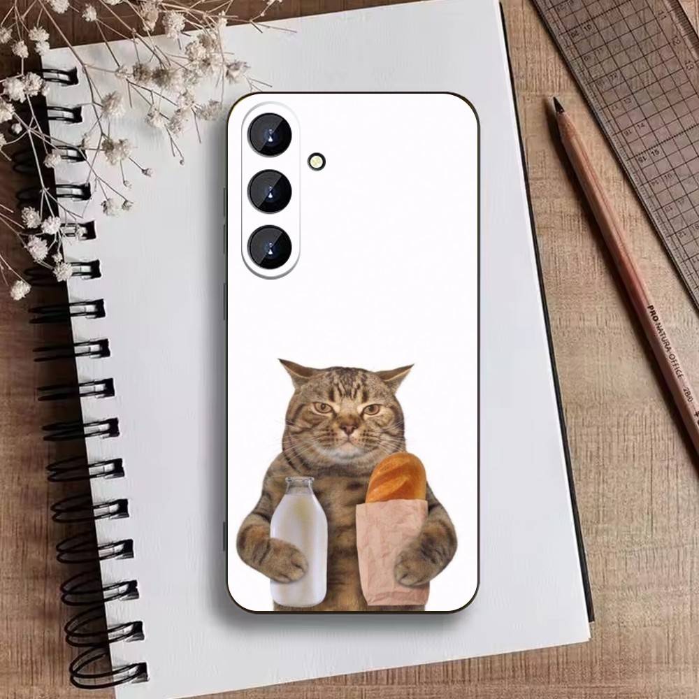 Goofy Cats Big Eyes Phone Case For Samsung Galaxy A73,21,22,32,71,53,52,51,80,5G Soft Black Cover Samsung a21