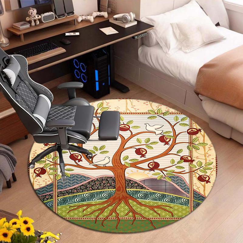 1Pc Tree of Life Circular Print Rug - home decoration Carpet For Living Room Bedroom Flooring Computer Chair Area Rug