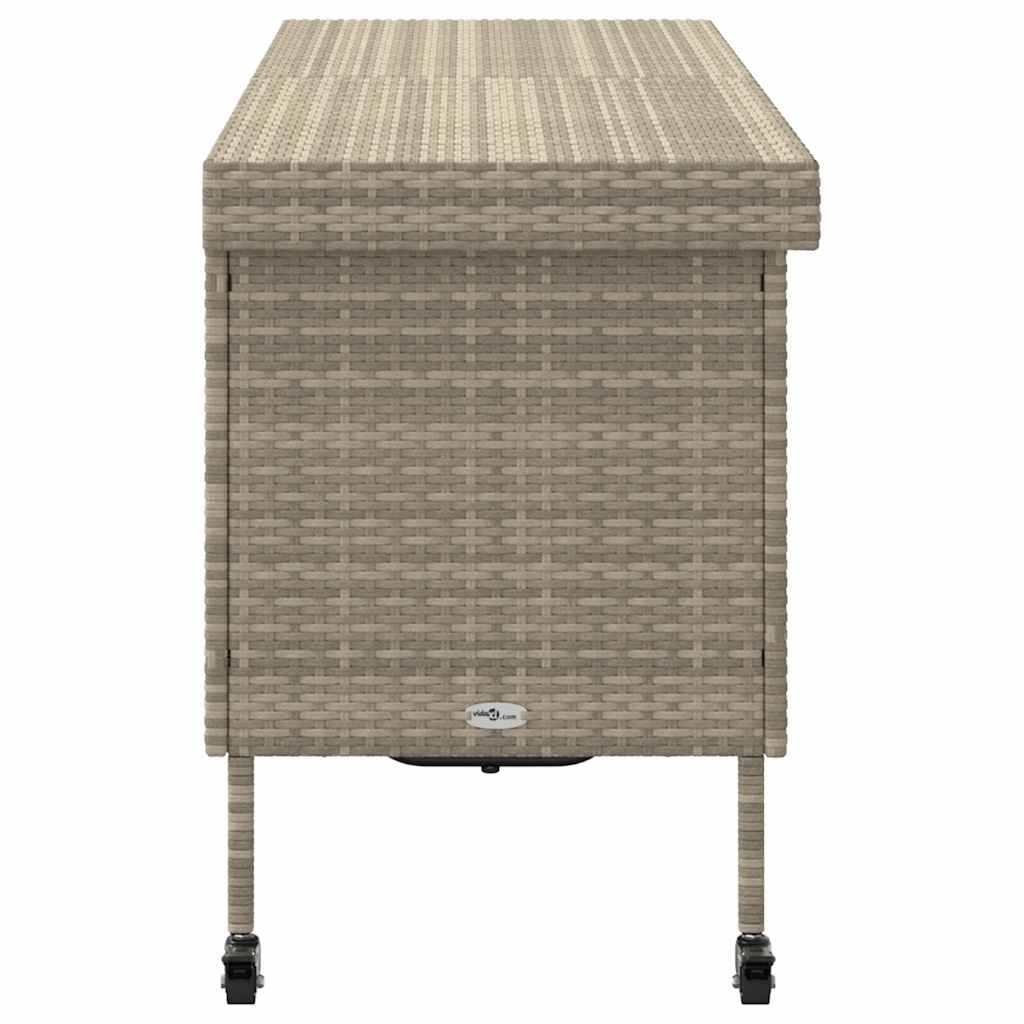 Garden Storage Box with Wheels Light Grey 160 x 55 x 75 cm Poly Rattan