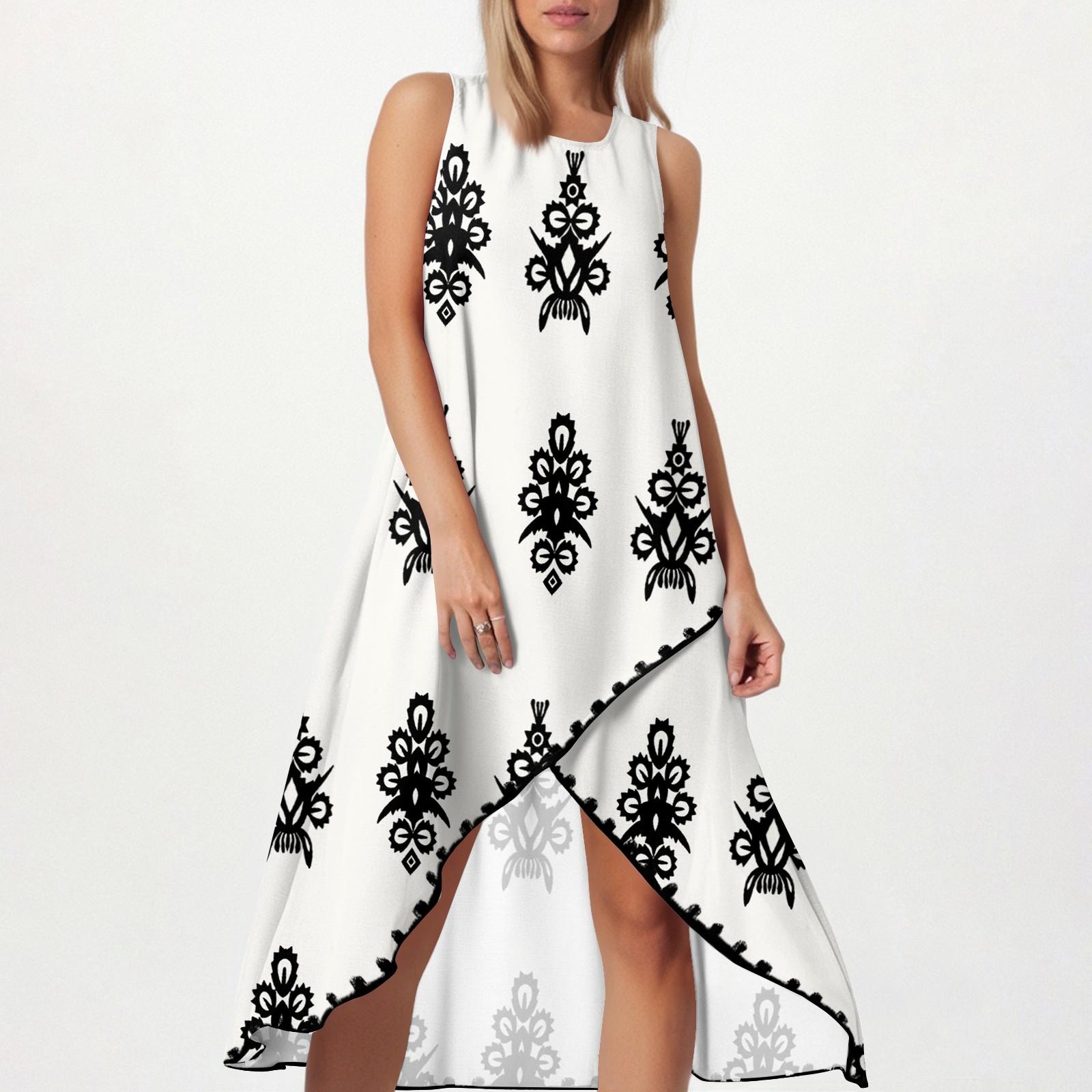 

Женское свободное повседневное модное платье с квадратным круглым вырезом, однотонное, пляжная юбка с разрезом сбоку, без рукавов, юбка из хлопка и льна XL белый