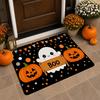 Cute Ghosts Pumpkins Boo Halloween Doodle Party Floor Mat Soft Flannel Non Slip Absorbent Entryway Bathroom Bedroom Garage