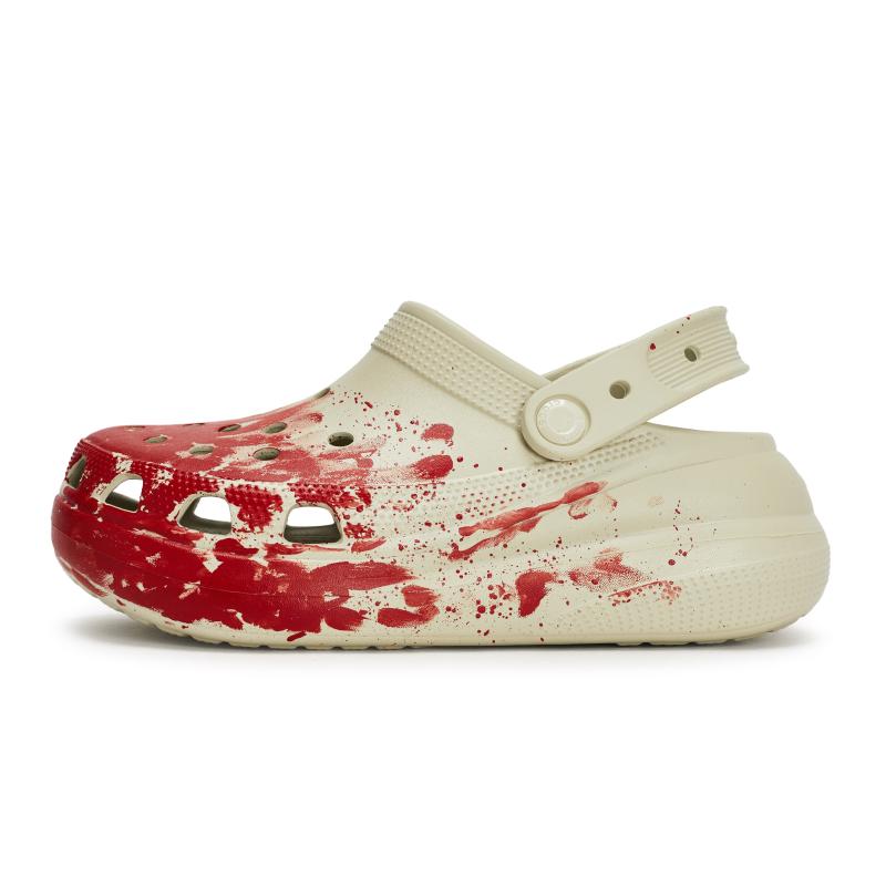Crocs Crush Clog 811 Manufacturing Truth Scene Special Shoe Box Ink Splashing Poop Feeling Hole Shoes Unisex Bone White Red