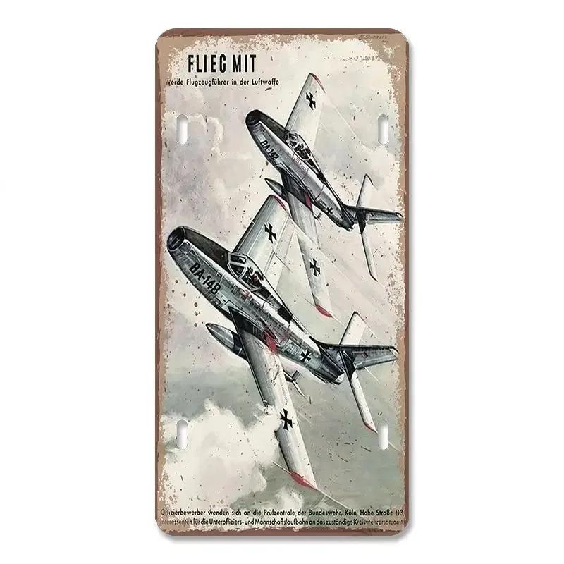 Vintage Luftrennen Metallschilder Aluminiumschilder Retro Top Gun Flugzeug Metallposter Für Man Cave Bar Zuhause Garage Club Wanddeko 15x30cm