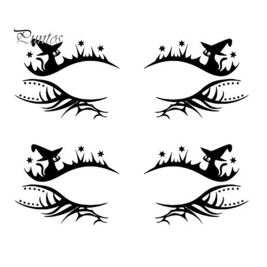 Cosmetic Transfers for Adults 2 Pairs Halloween Eye Tattoo Stickers, Waterproof Temporary Face Decals with Ghostly Decorations Pumpkin Bat Spider Web,