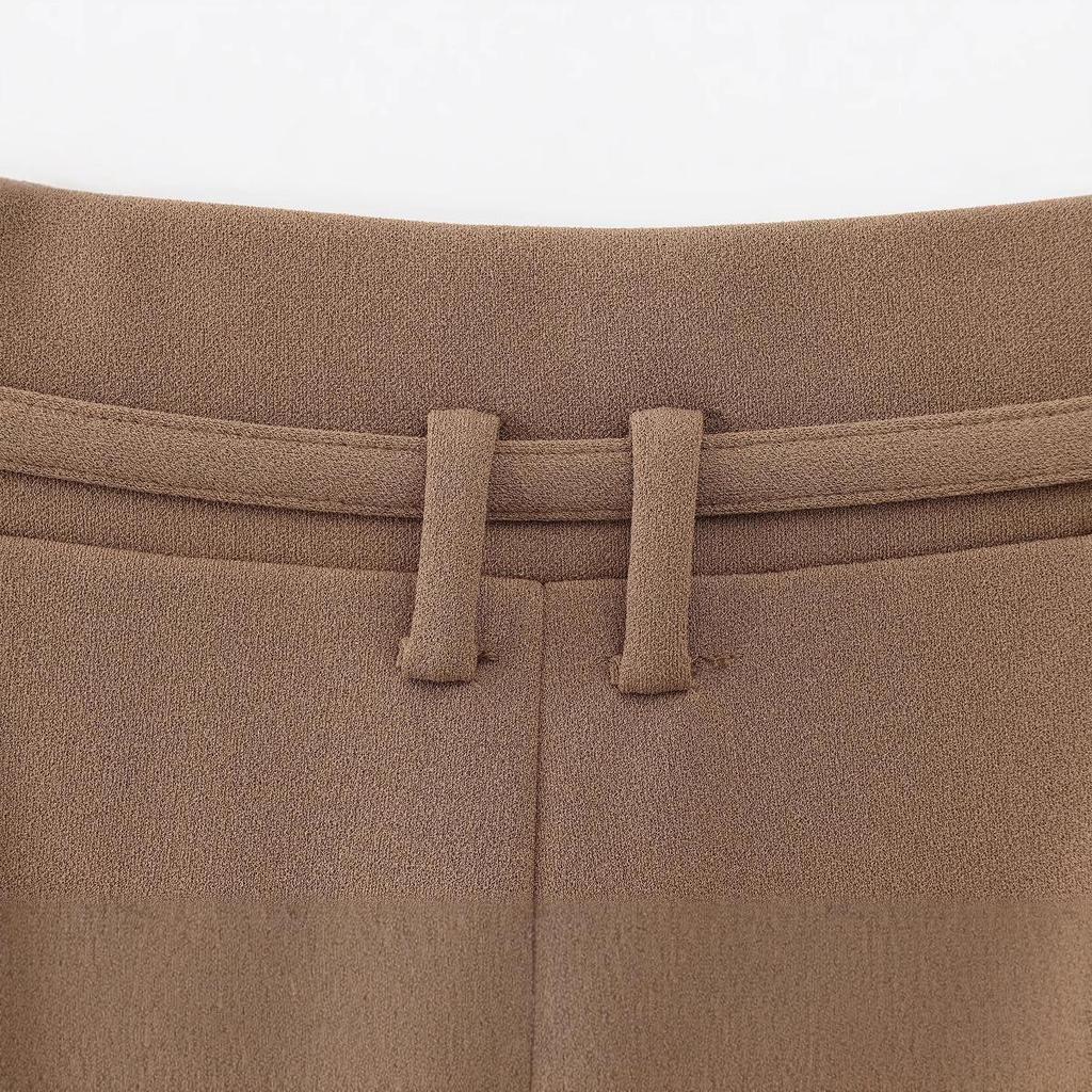 2025 Spring Women's Solid Color Belted Loose Wide-Leg Casual Long Pants