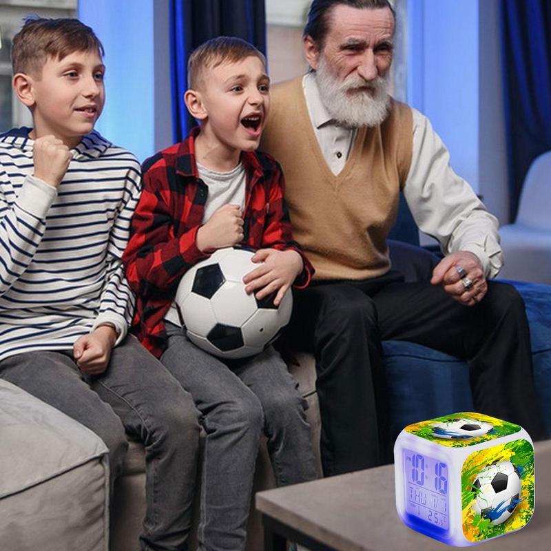 Creative Football Alarm Clock Kid Alarm Clock Bedside Alarm Clock Night Light Color Change 7 Colors Led Alarm Clock Home Decor