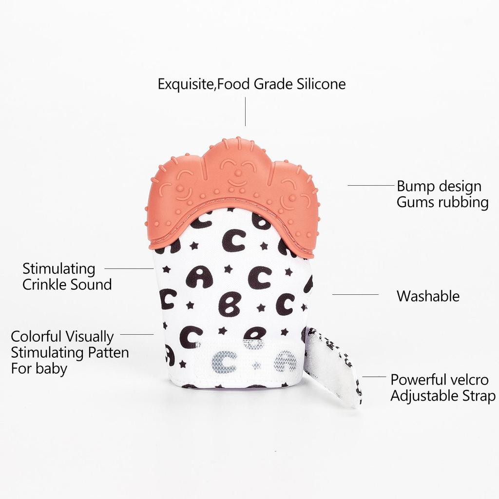 Newborn Anti-Scratch Chewable Teething Mittens - Silicone Baby Hand Protection for Autumn/Winter
