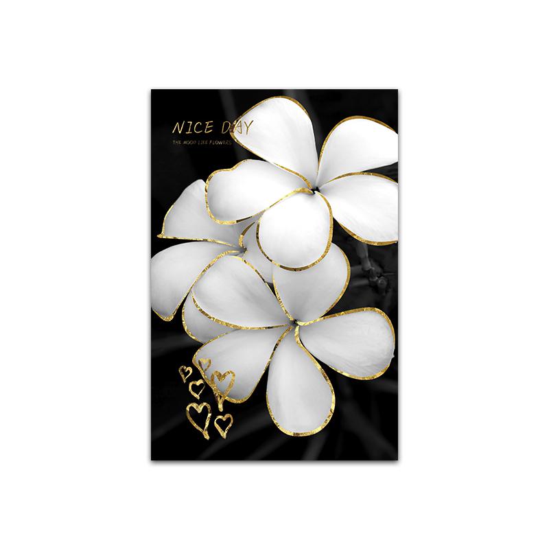 

3 панели, скандинавская настенная живопись на холсте, черный, золотой, белый цветочный принт, плакат, современный холст, картина для гостиной, домашний декор 21x30 No Frame