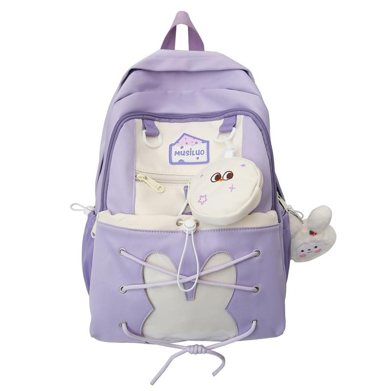 Women's Color Block Backpack Large Capacity School Bag College Cartoon Backpack