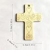 Wooden Cross Pendant with Engraved Patterns and Natural Twine Cord Handmade Wooden Cross Charm for Crafting and Decoration