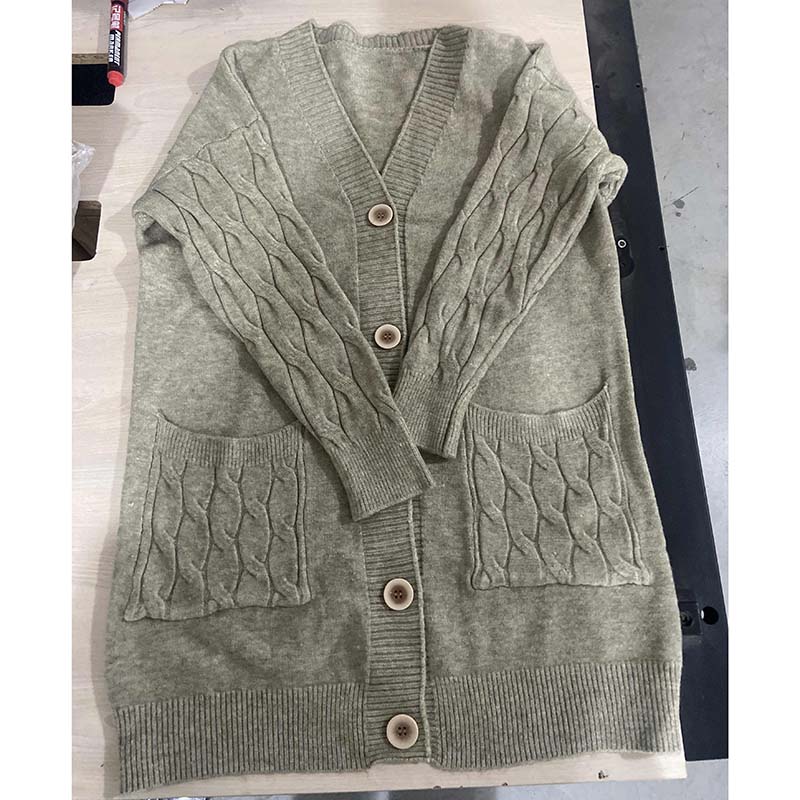 Dam vintage stickad kofta slimmad v-ringad solid tröja enkelknäppt tunn kappa Fritidsstickad lös pendla ytterkläder Höst