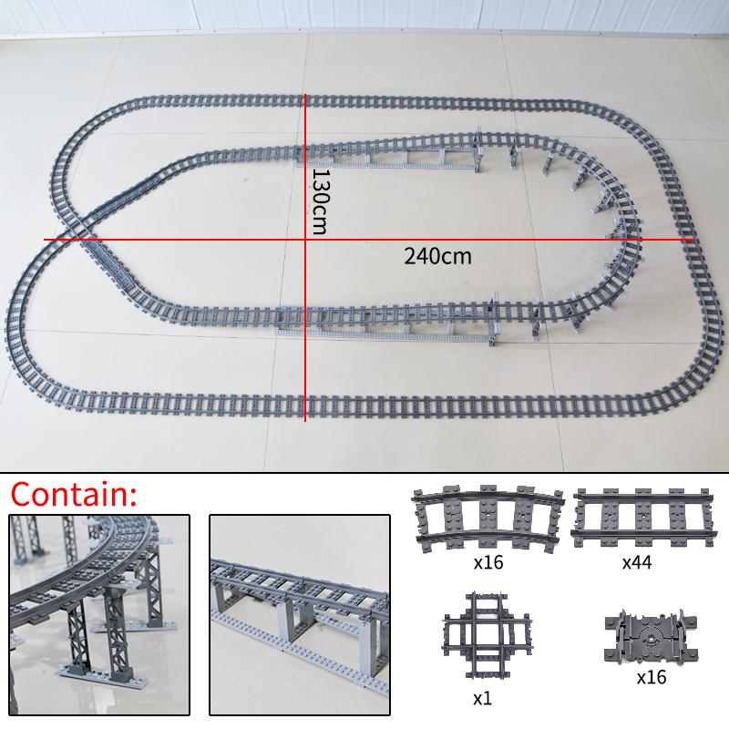 City Trains Flexible Tracks Forked Straight Curved Soft Rails Track Switch Building Block Bricks Kids DIY High-tech Train Toys