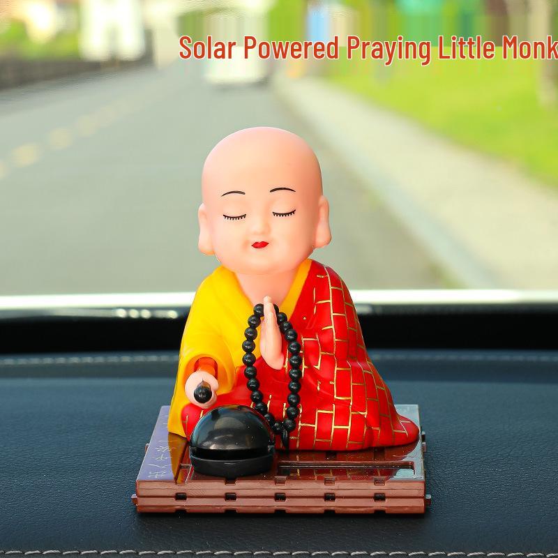 

Solar-Powered Little Monk Car Ornament – High-End Interior Accessory for Center Console