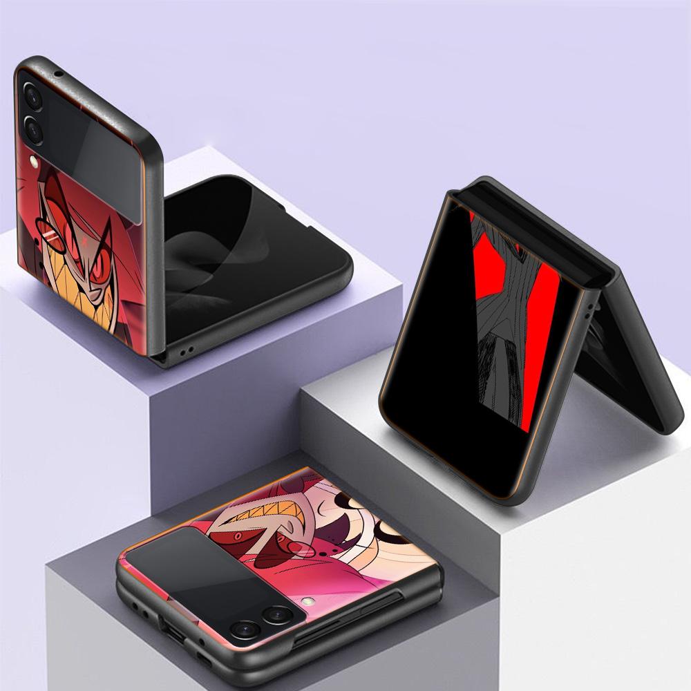 Hazbin Hotels Phone Case For Samsung Z Flip 6 7 5G Z Flip 5 Galaxy Z Flip 3 4 5G ZFlip Shockproof Hard Cover TPU PC Coque Capa S