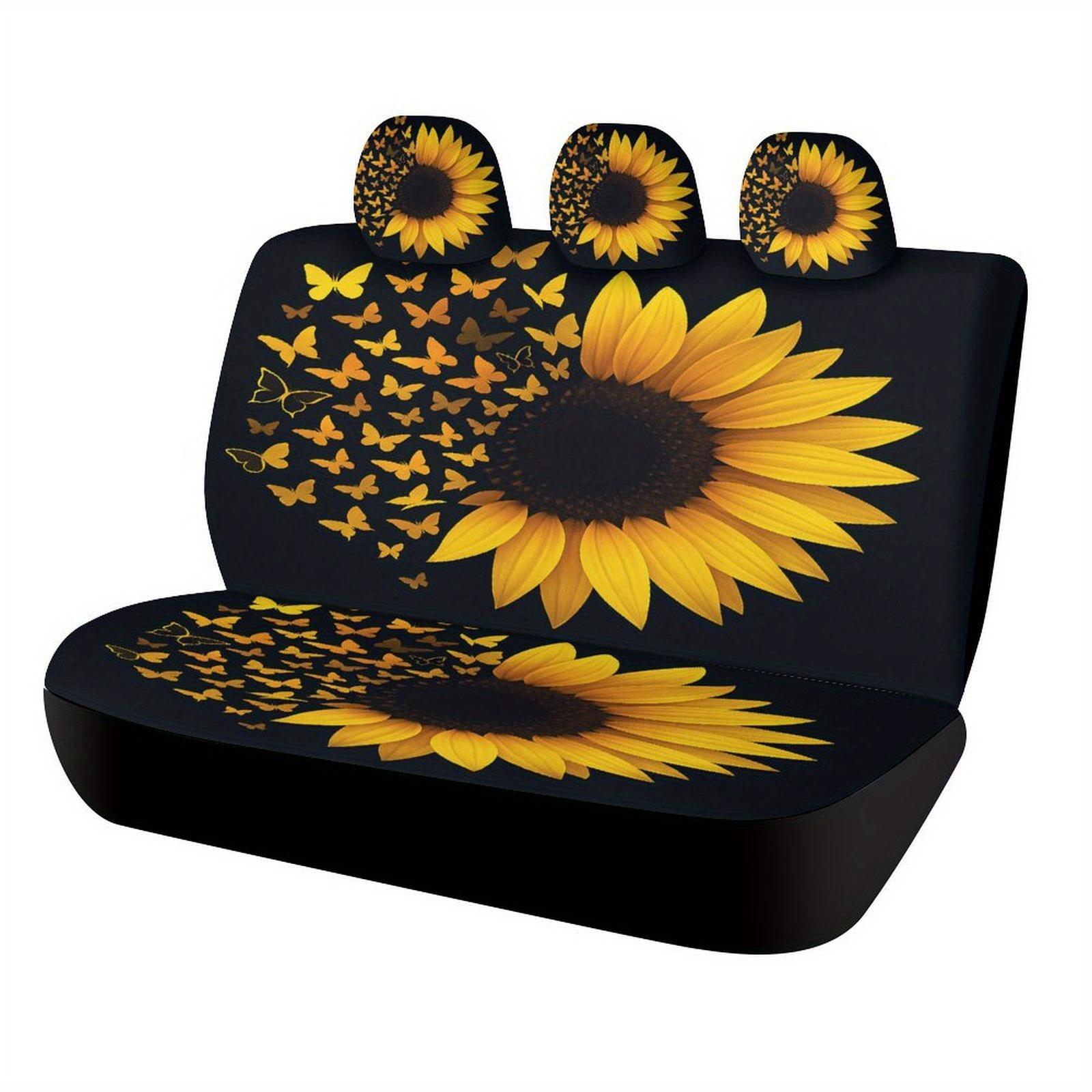 

Комплект чехлов на сиденья автомобиля с дизайном «Подсолнухи и бабочки» для большинства автомобилей, высококачественные удобные защитные чехлы для сидений автомобиля, полный комплект, Ун