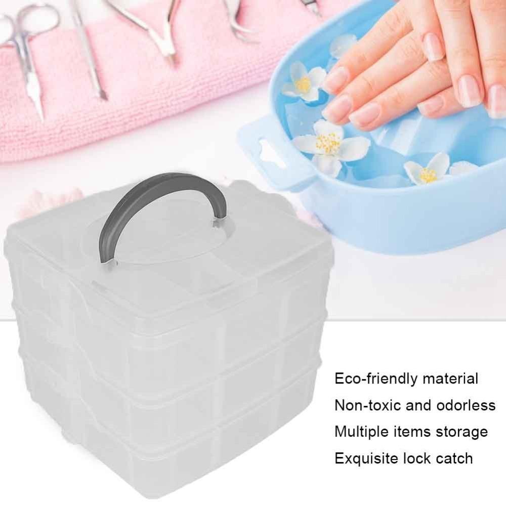 Multi-Grid Compartment Design Detachable Nail Art Storage Box Nail Art Gadget Classified Storage прозрачный