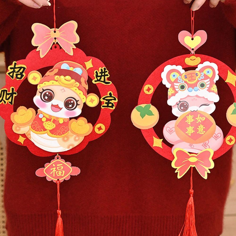 Chinese Style 2025 New Year Lucky Pendant Lucky Character Hanging Ornament  Lantern Festival