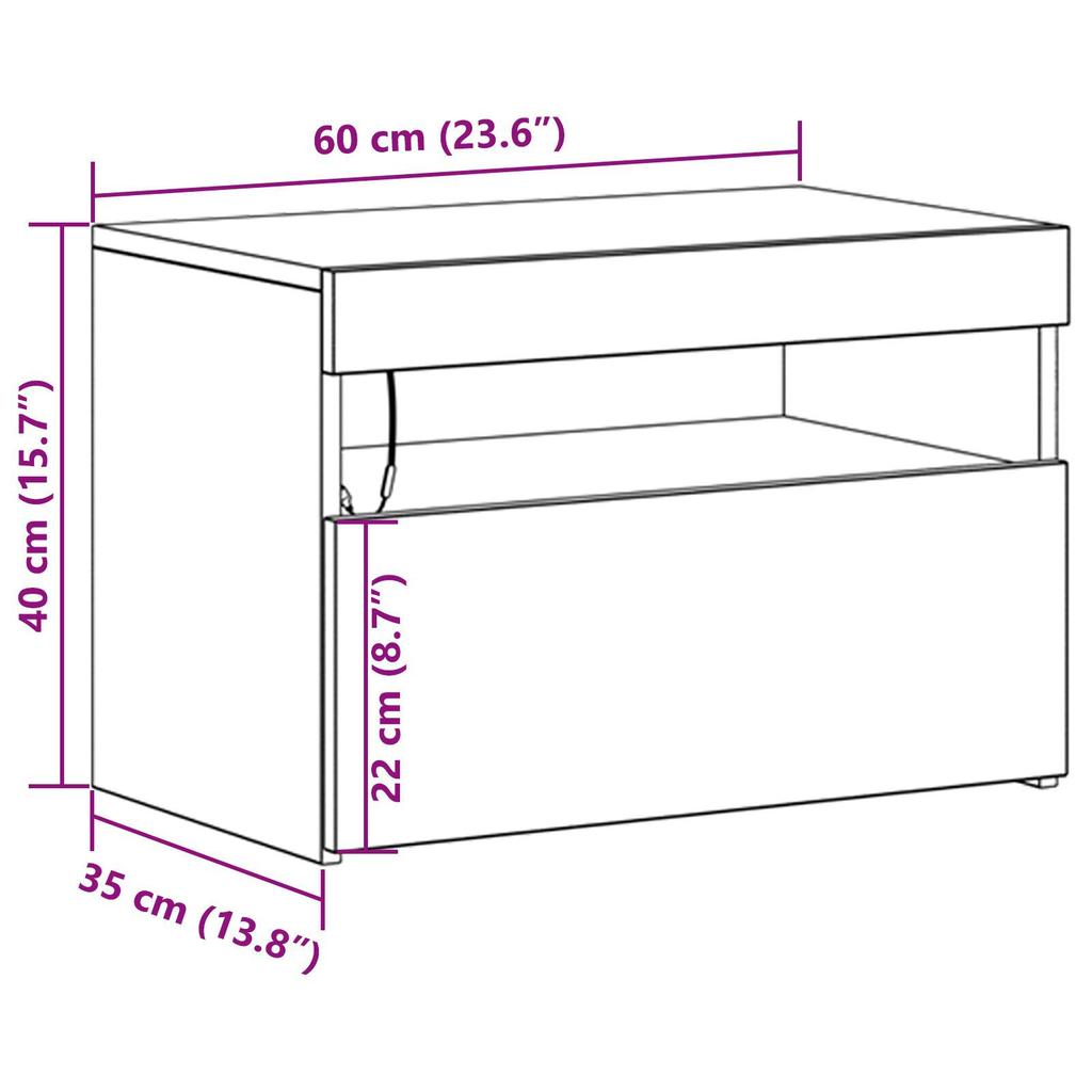 Moderne klassische elegante TV-Konsole mit Klapptüren zur Aufbewahrung, Stauraum-Seitenregal, 60x35x40 cm