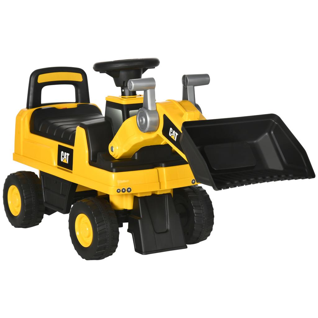 Kids Excavator, Ride-On, Operable Excavator Bucket, Anti-Tip Protection, Non-Slip Wheels, Yellow+Black, 78 x 29.5 x 54 cm
