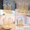 Lunari Glass Stand Cup Drying Rack with Tray Drainer Bottle Stand Tabletop Storage Glass Rack Gold
