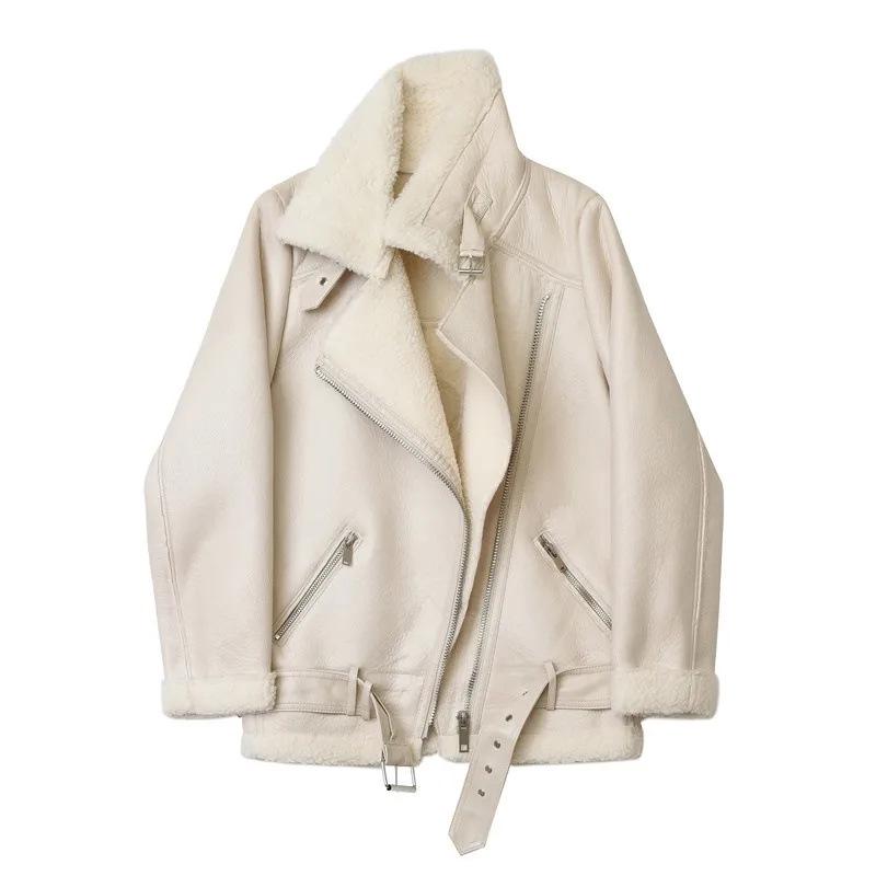 Women's Thickened Warm Motorcycle-Style Double-Sided Jacket Coat