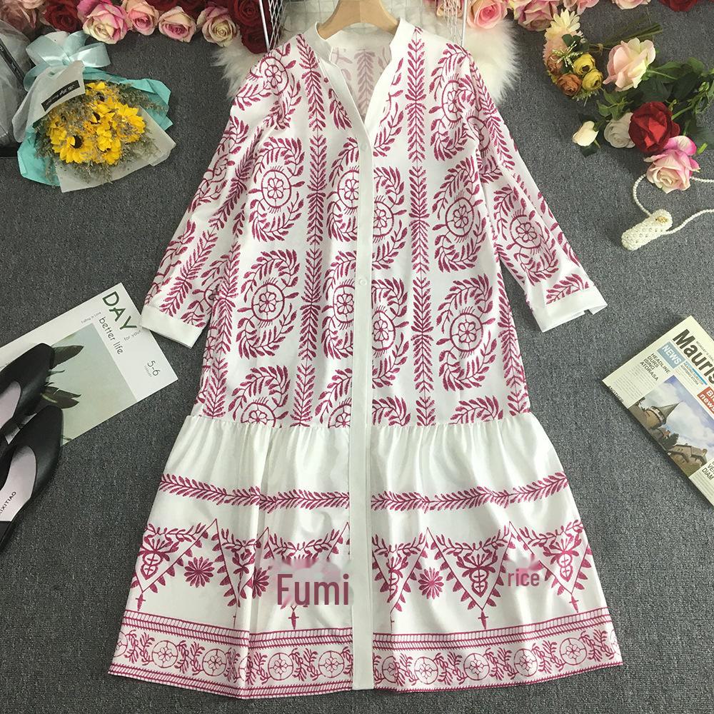 

Весеннее платье свободного кроя с цветочным принтом и оборками для женщин больших размеров One Size красный