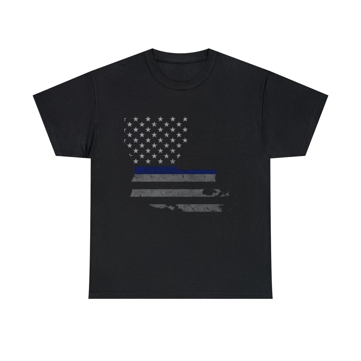 Louisiana Police Thin Blue Line Graphic Tee Shirt, S-5XL 3XL