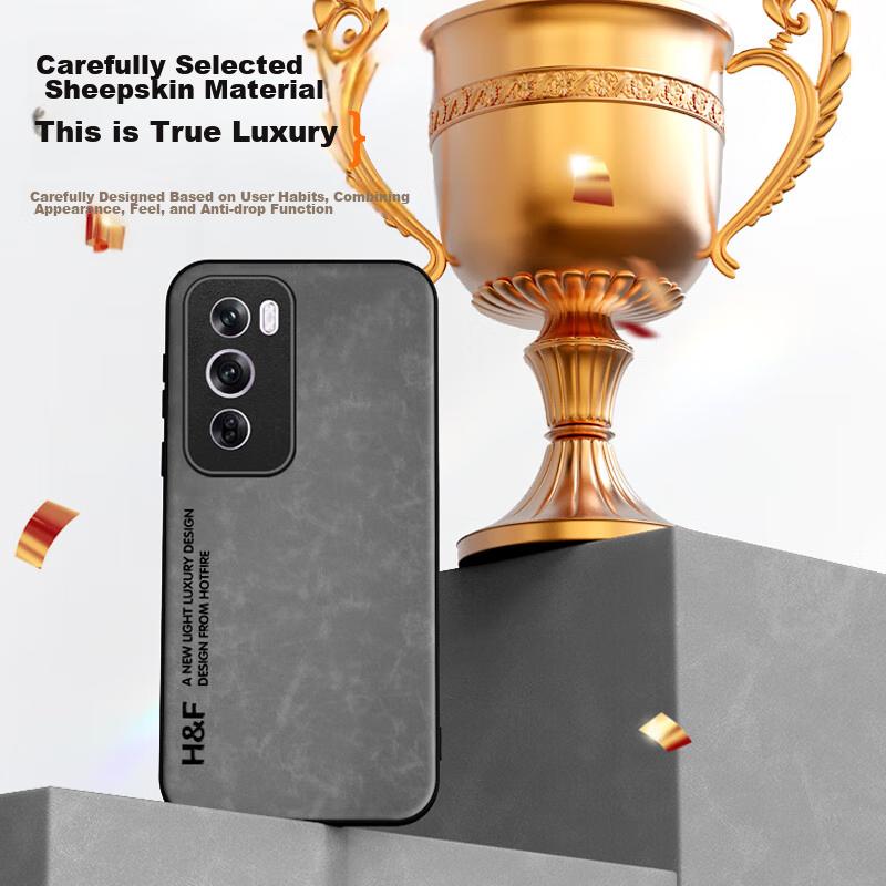 HotFire Phone Case for OPPO Reno 12, Upgraded Skin-Like Leather Matte Lens Full Protection Personalized Silicone Case - Smoke Gray
