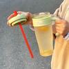 1100ML Large Capacity Plastic Straw Cup Summer Simple Office Ice Cup Water Bottle With Handle Portable Leak-proof Water Cup