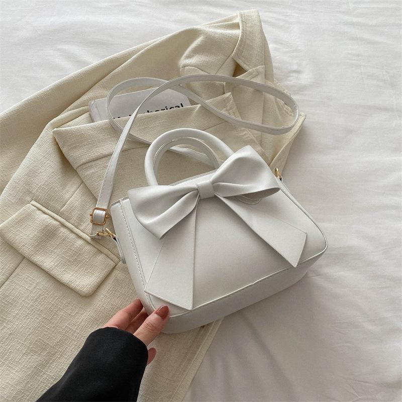 2025 spring new sweet small fresh fashion small square bag shoulder messenger bag simple fashion bow women's bag