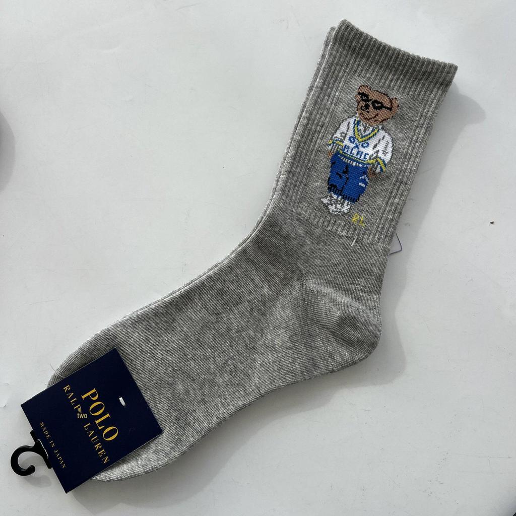 Trendy Mid-Calf Women's Cotton Socks - Four Seasons Style with Cartoon Little Bear Design