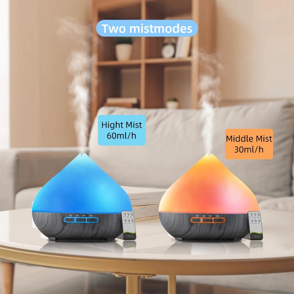 500ml Aroma Diffuser with Remote, Timer, 6 Oil Set, Cool Mist Humidifier for Large Rooms