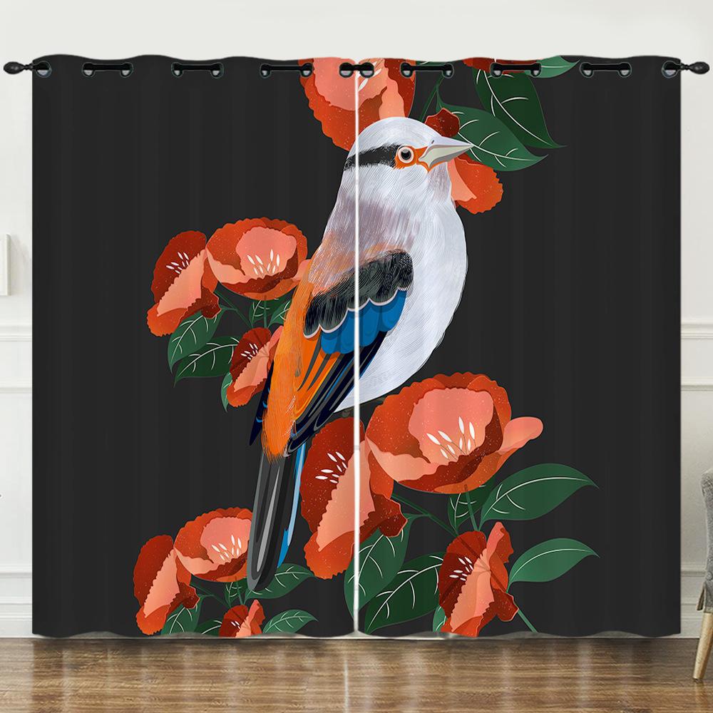 Curtain Cartoon Animal Bear Deer Love Kitten 3D Digital Printing Blackout Curtain Punching