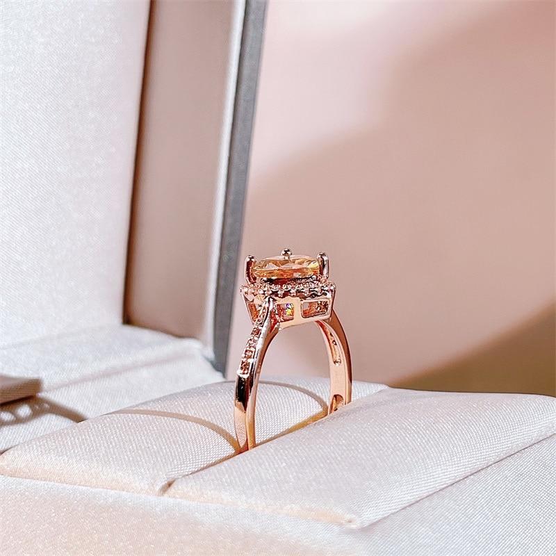 BELLA BOX Fashion Open Rings For Women With Zircon Pink Heart Shape Wedding Luxury Jewelry