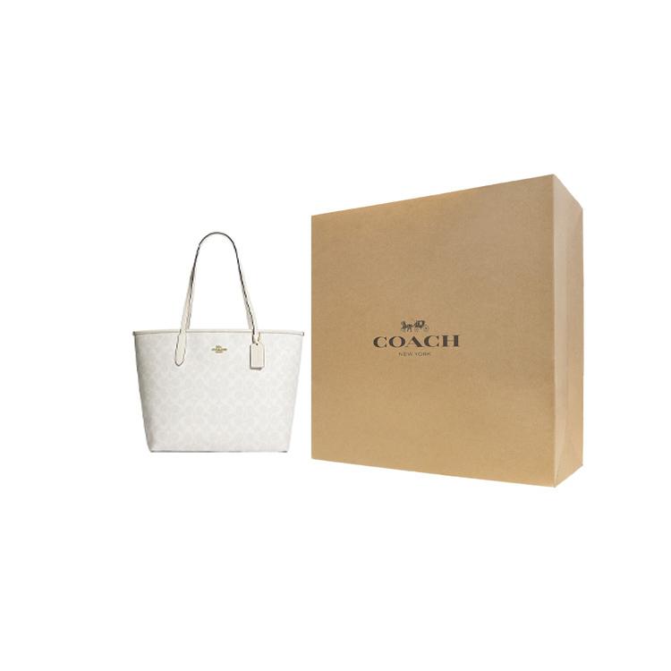 COACH City Coated Canvas Shoulder Bag Large Women's Gold & Chalk & Glacier White 5696-IMRFF