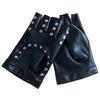 Black Studded Fingerless Gloves for Men Women