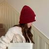 Big head circumference hat Thickened solid color knitted hat Dome wool hat Warm ear protector Cold hat