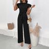 Sommer 2025 Eleganter Jumpsuit mit Stehkragen, Perlenverzierungen und Fledermausärmeln