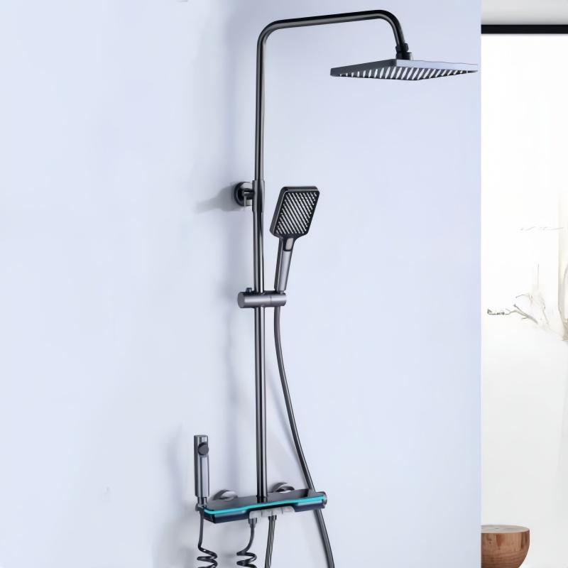 Digital Temperature Display Bathroom Shower Full Set Bathtub Shower System Rainfall LED Shower Sets Hot Cold Mixer Shower Faucet