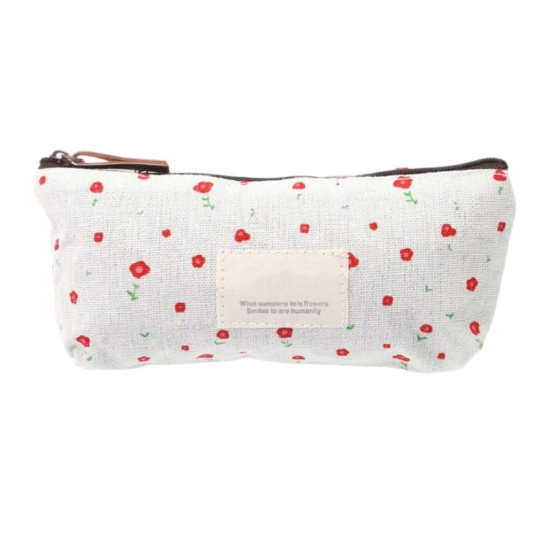 Student Pencil Bag Canvas Pencil Case Floral Pen Bag Pencil Box For Organizing School Supplies