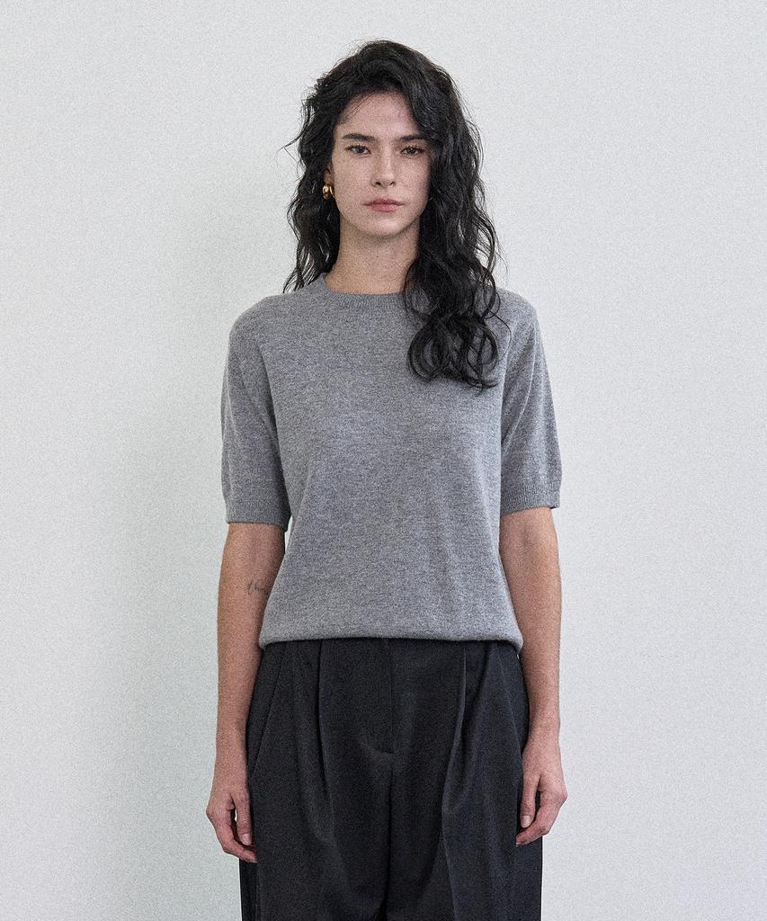 PELOTE Wool Cashmere Short Sleeve Knit Top (3 Colors)