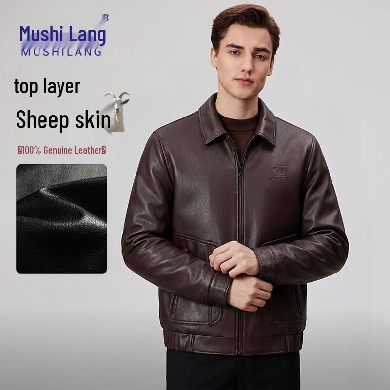 MUSHILANG Men s Genuine Sheepskin Leather Jacket 3XL