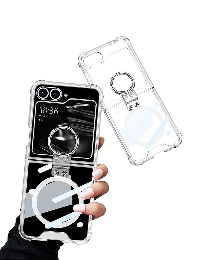 Samsung Flip6 Foldable Phone Case: Anti-collision Protective Cover with Airbag, Finger Ring, and Wireless Charging Compatibility